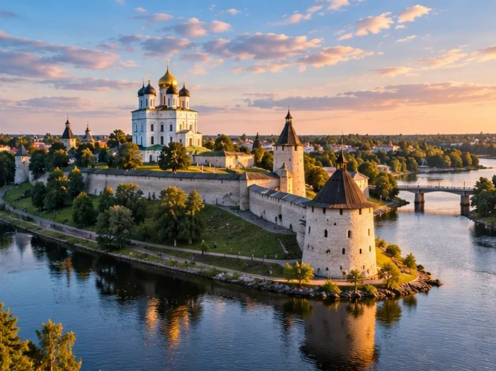 Псковский кремль у слияния рек Великой и Псковы